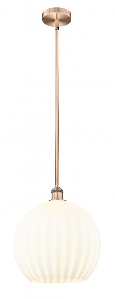 White Venetian - 1 Light - 14 inch - Antique Copper - Stem Hung - Pendant
