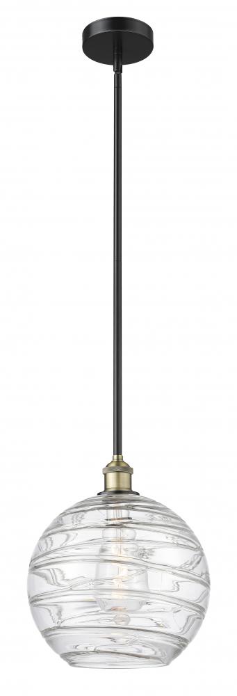 Athens Deco Swirl - 1 Light - 12 inch - Black Antique Brass - Cord hung - Mini Pendant