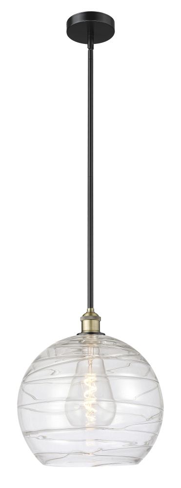 Athens Deco Swirl - 1 Light - 14 inch - Black Antique Brass - Stem hung - Mini Pendant