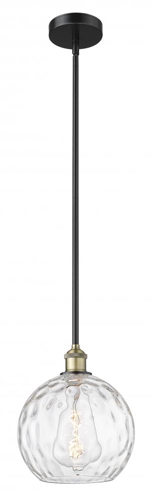Athens Water Glass - 1 Light - 10 inch - Black Antique Brass - Cord hung - Mini Pendant