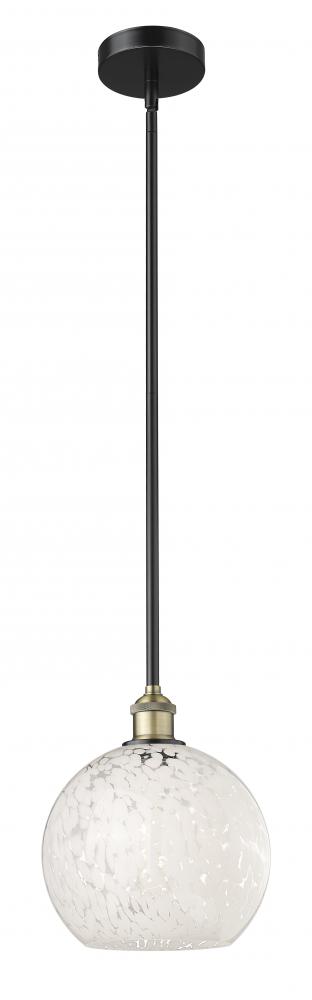 White Mouchette - 1 Light - 10 inch - Black Antique Brass - Stem Hung - Mini Pendant