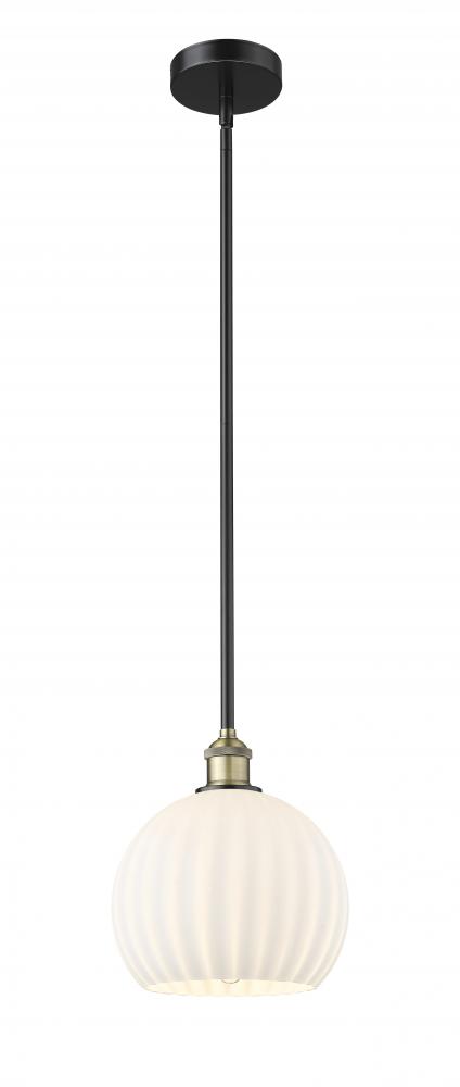 White Venetian - 1 Light - 10 inch - Black Antique Brass - Stem Hung - Mini Pendant