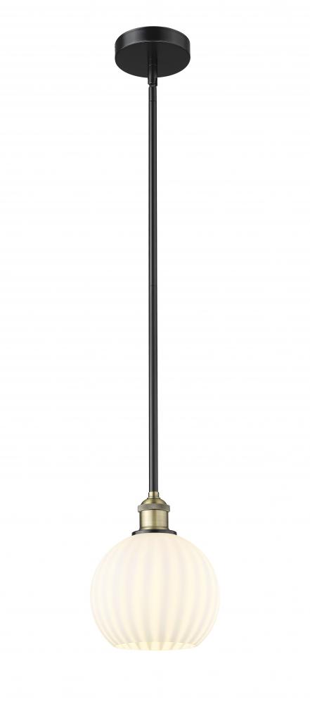 White Venetian - 1 Light - 8 inch - Black Antique Brass - Stem Hung - Mini Pendant