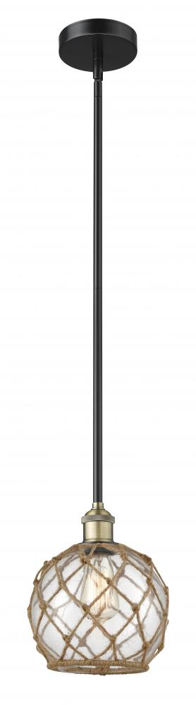 Farmhouse Rope - 1 Light - 8 inch - Black Antique Brass - Stem hung - Mini Pendant
