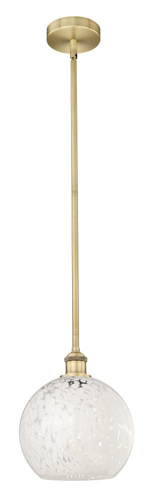 White Mouchette - 1 Light - 10 inch - Brushed Brass - Stem Hung - Mini Pendant