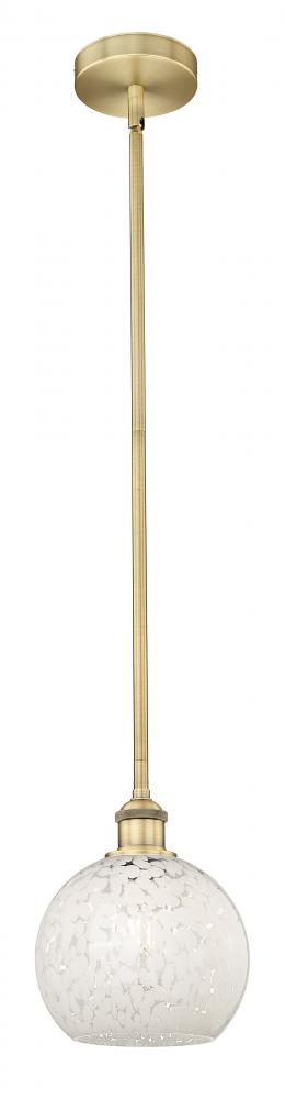 White Mouchette - 1 Light - 8 inch - Brushed Brass - Stem Hung - Mini Pendant