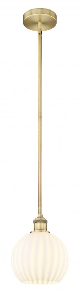 White Venetian - 1 Light - 8 inch - Brushed Brass - Stem Hung - Mini Pendant