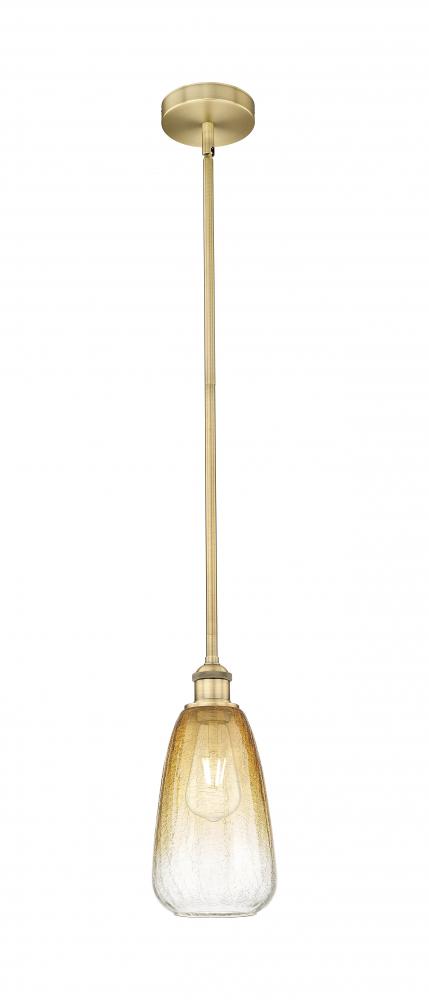 Brookhaven Almond - 1 Light - 6 inch - Brushed Brass - Stem hung - Mini Pendant