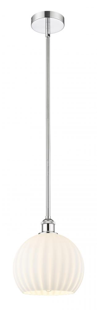 White Venetian - 1 Light - 10 inch - Polished Chrome - Stem Hung - Mini Pendant