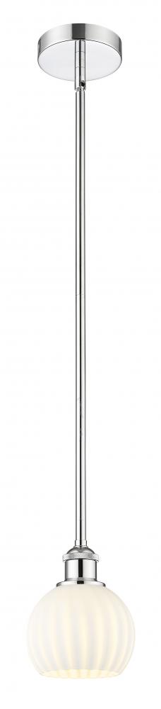 White Venetian - 1 Light - 6 inch - Polished Chrome - Stem Hung - Mini Pendant
