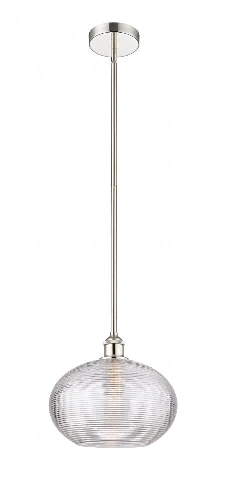 Ithaca - 1 Light - 12 inch - Polished Nickel - Cord hung - Mini Pendant