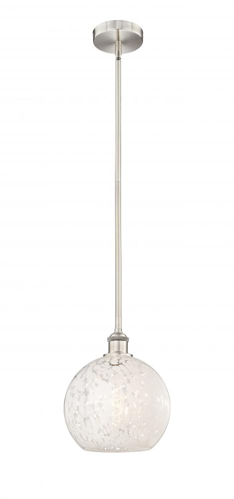 White Mouchette - 1 Light - 10 inch - Brushed Satin Nickel - Stem Hung - Mini Pendant