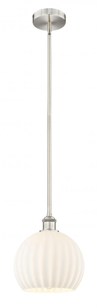White Venetian - 1 Light - 10 inch - Brushed Satin Nickel - Stem Hung - Mini Pendant