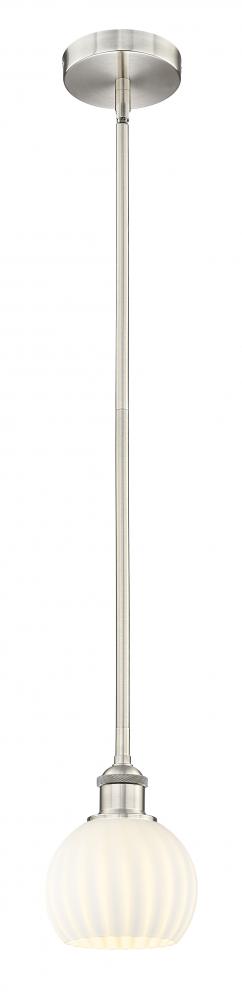 White Venetian - 1 Light - 6 inch - Brushed Satin Nickel - Stem Hung - Mini Pendant