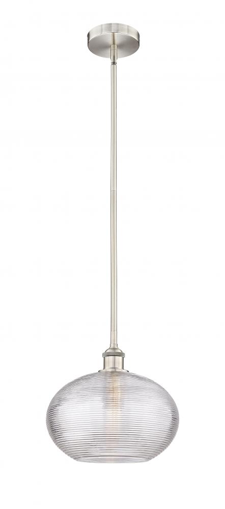 Ithaca - 1 Light - 12 inch - Brushed Satin Nickel - Cord hung - Mini Pendant