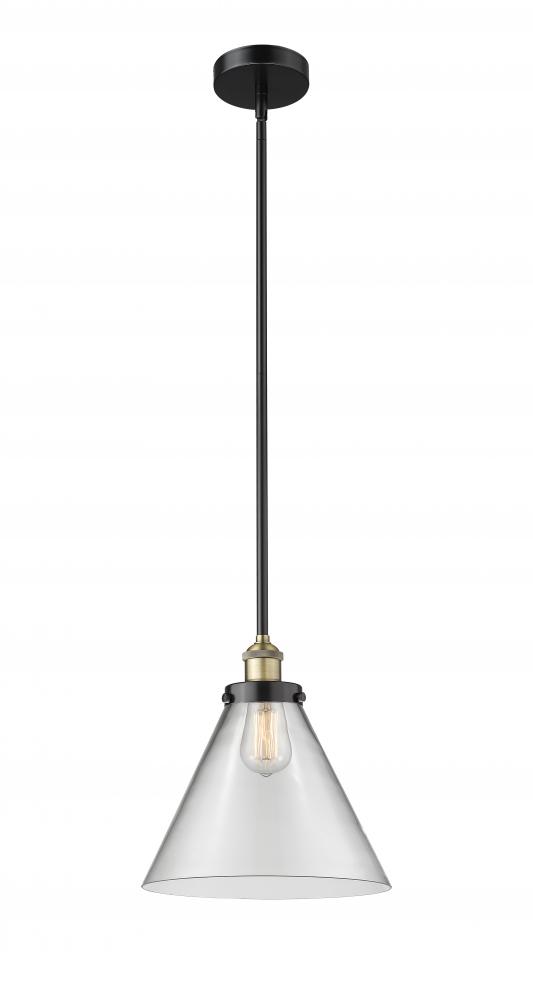 Cone - 1 Light - 12 inch - Black Antique Brass - Cord hung - Mini Pendant