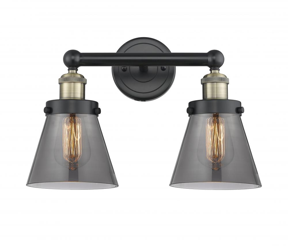 Cone - 2 Light - 15 inch - Black Antique Brass - Bath Vanity Light