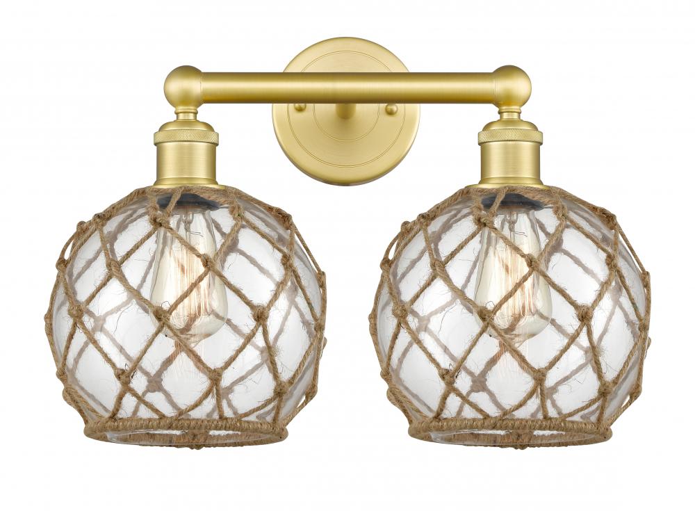 Farmhouse Rope - 2 Light - 17 inch - Satin Gold - Bath Vanity Light