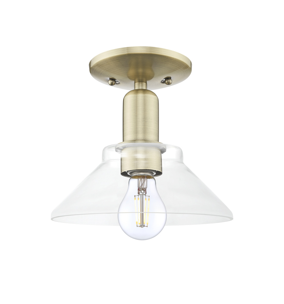 Orwell - 1 Light - 8 inch - Antique Brass - Semi-Flush Mount