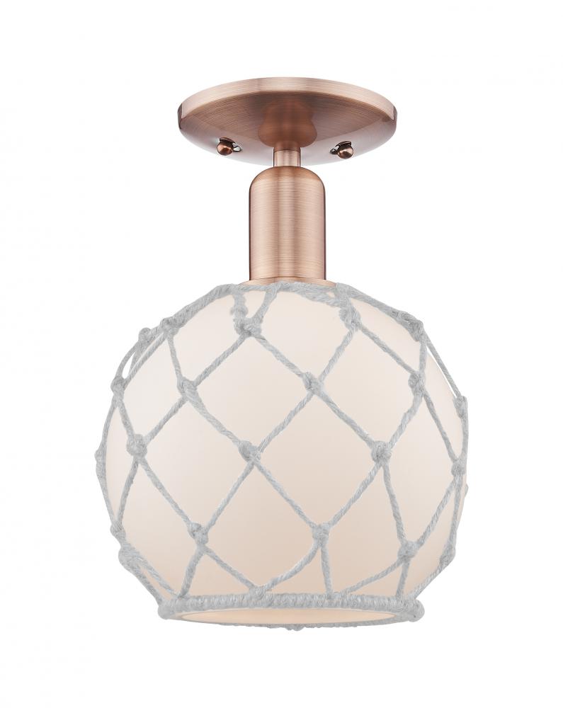 Farmhouse Rope - 1 Light - 8 inch - Antique Copper - Semi-Flush Mount
