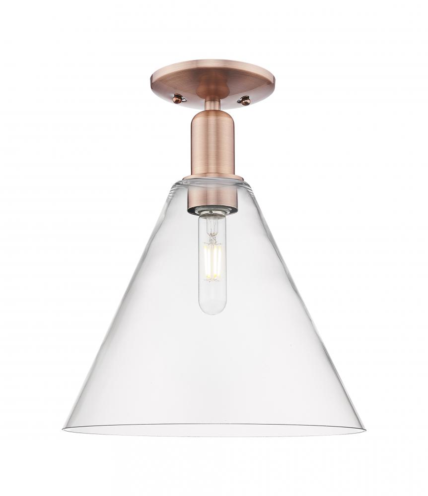 Berkshire Glass - 1 Light - 12 inch - Antique Copper - Semi-Flush Mount