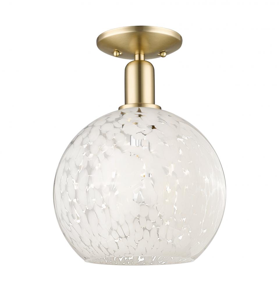 White Mouchette - 1 Light - 10 inch - Champagne Bronze - Semi-Flush Mount