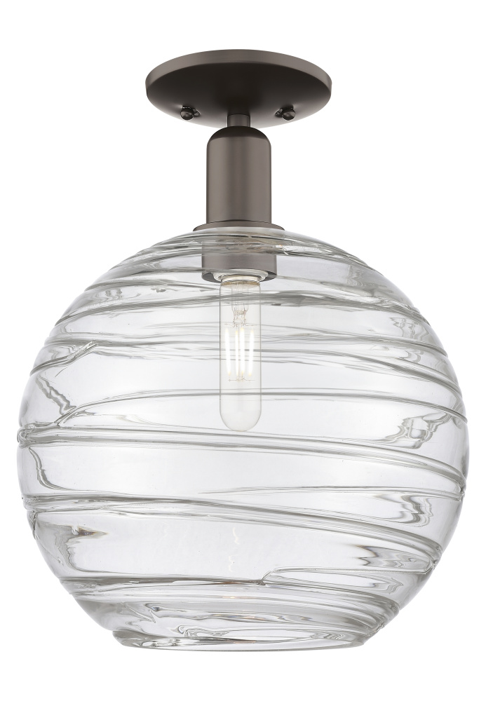 Athens Deco Swirl - 1 Light - 12 inch - Oil Rubbed Bronze - Semi-Flush Mount