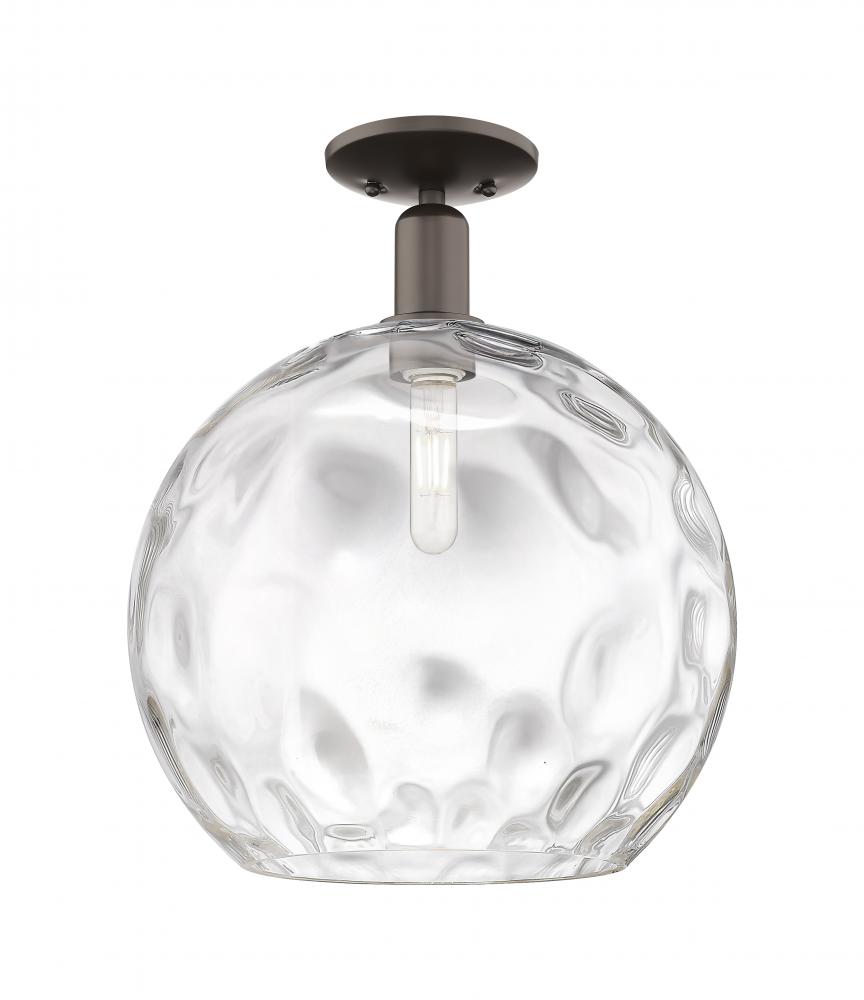 Athens Water Glass - 1 Light - 13 inch - Oil Rubbed Bronze - Semi-Flush Mount