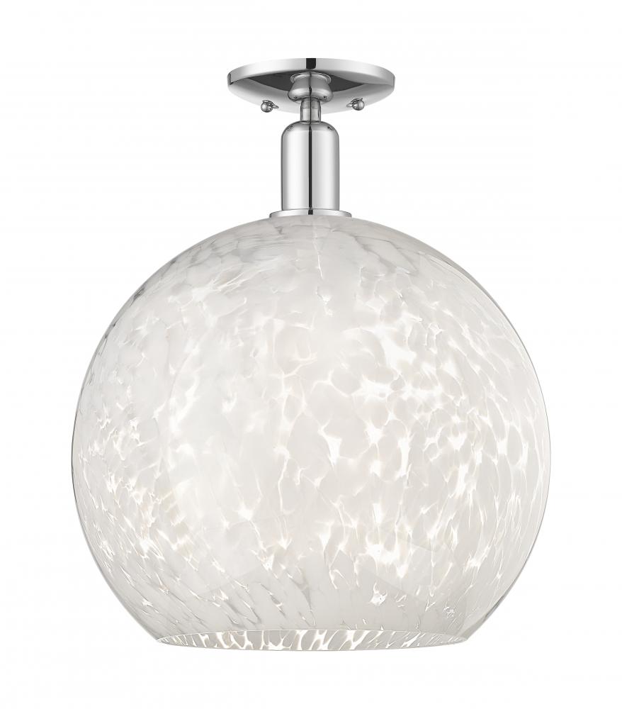 White Mouchette - 1 Light - 14 inch - Polished Chrome - Semi-Flush Mount