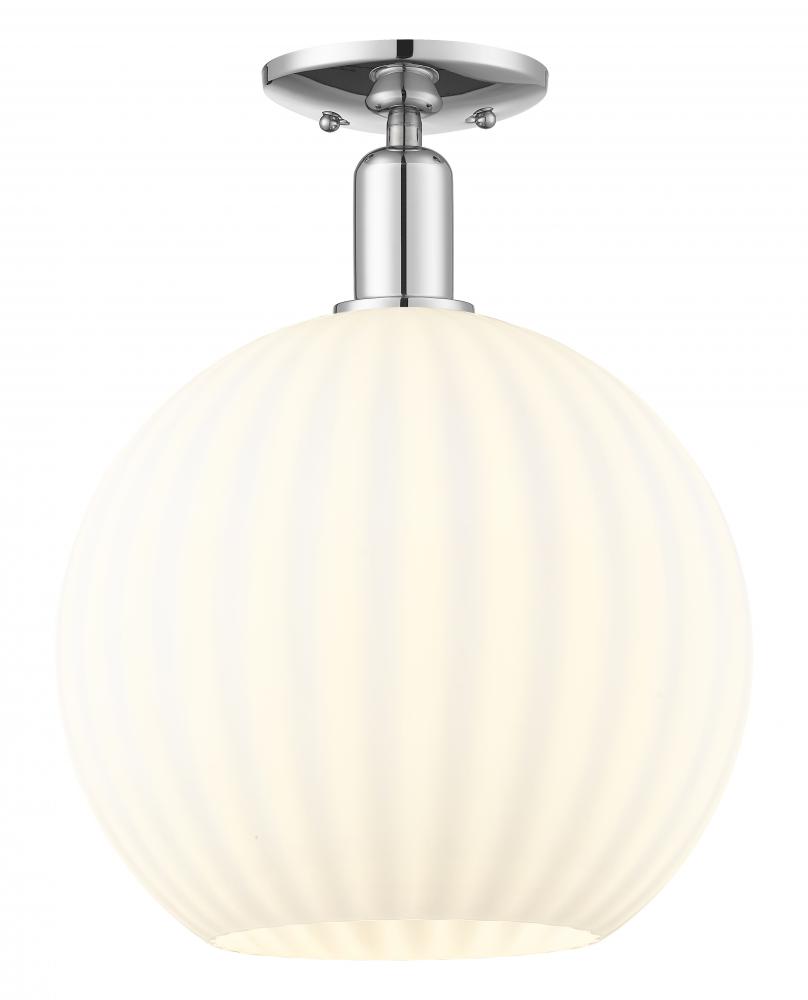 White Venetian - 1 Light - 12 inch - Polished Chrome - Semi-Flush Mount