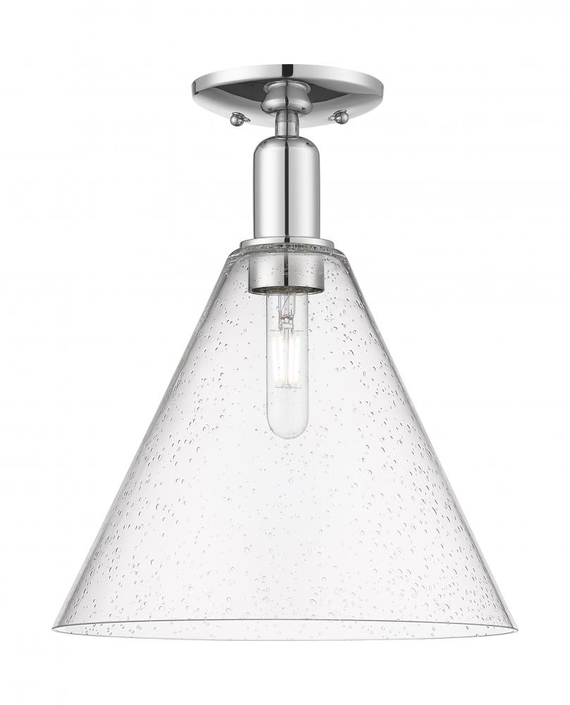 Berkshire Glass - 1 Light - 12 inch - Polished Chrome - Semi-Flush Mount