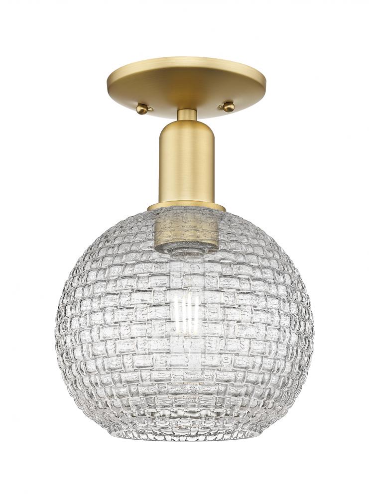 Athens - 1 Light - 8 inch - Satin Gold - Semi-Flush Mount