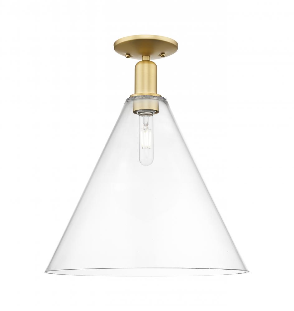 Berkshire Glass - 1 Light - 16 inch - Satin Gold - Semi-Flush Mount