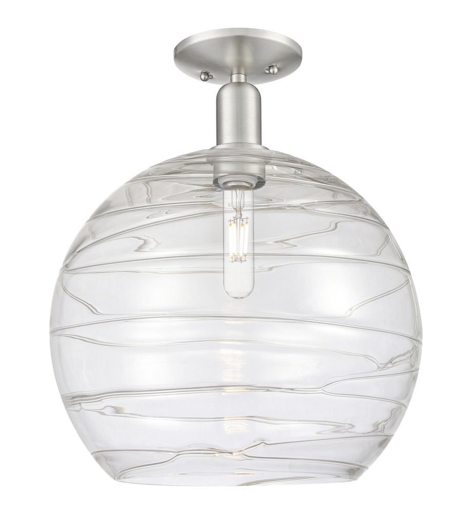 Athens Deco Swirl - 1 Light - 14 inch - Brushed Satin Nickel - Semi-Flush Mount