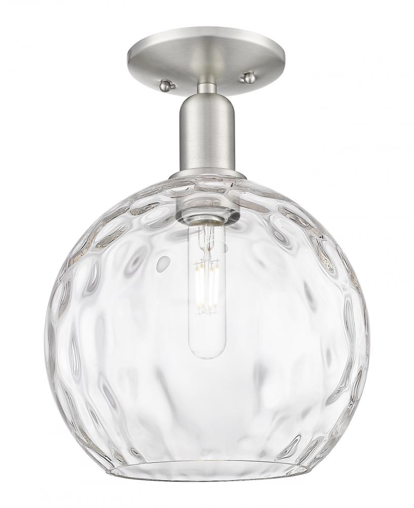 Athens Water Glass - 1 Light - 10 inch - Brushed Satin Nickel - Semi-Flush Mount