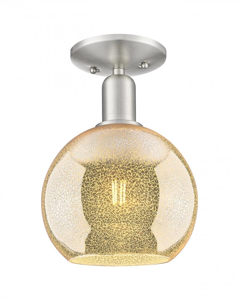 Athens - 1 Light - 8 inch - Brushed Satin Nickel - Semi-Flush Mount