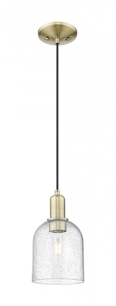 Bella - 1 Light - 6 inch - Antique Brass - Cord hung - Mini Pendant