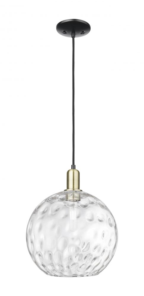 Athens Water Glass - 1 Light - 12 inch - Black Antique Brass - Cord hung - Mini Pendant