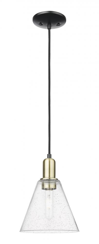 Berkshire Glass - 1 Light - 8 inch - Black Antique Brass - Cord hung - Mini Pendant