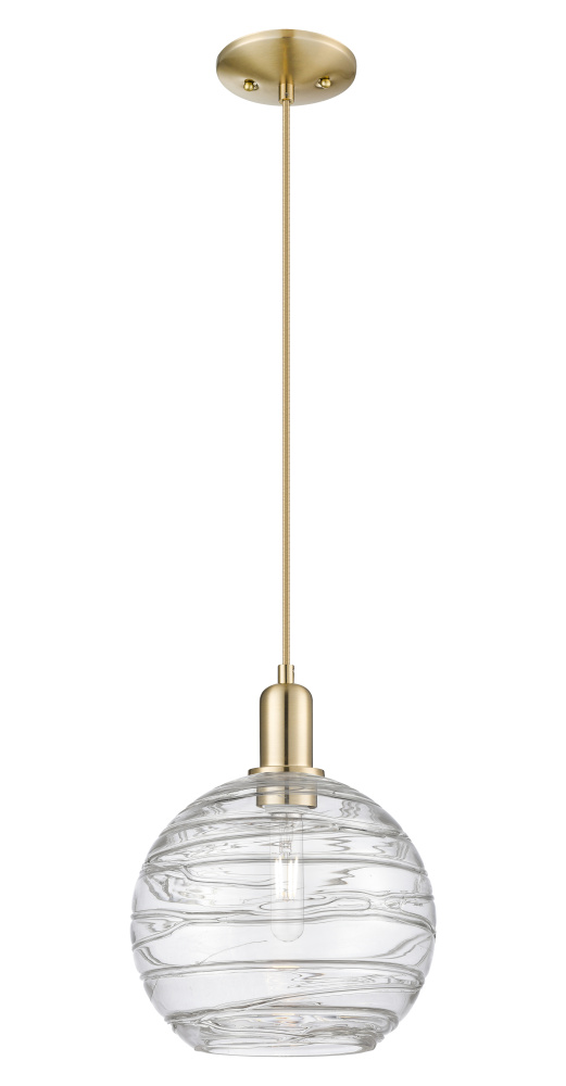 Athens Deco Swirl - 1 Light - 10 inch - Champagne Bronze - Cord hung - Mini Pendant