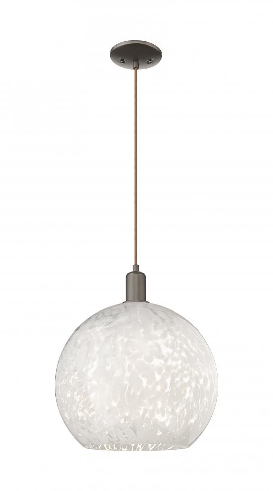White Mouchette - 1 Light - 14 inch - Oil Rubbed Bronze - Cord hung - Mini Pendant