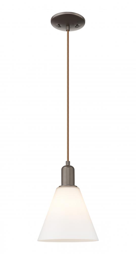 Berkshire Glass - 1 Light - 8 inch - Oil Rubbed Bronze - Cord hung - Mini Pendant