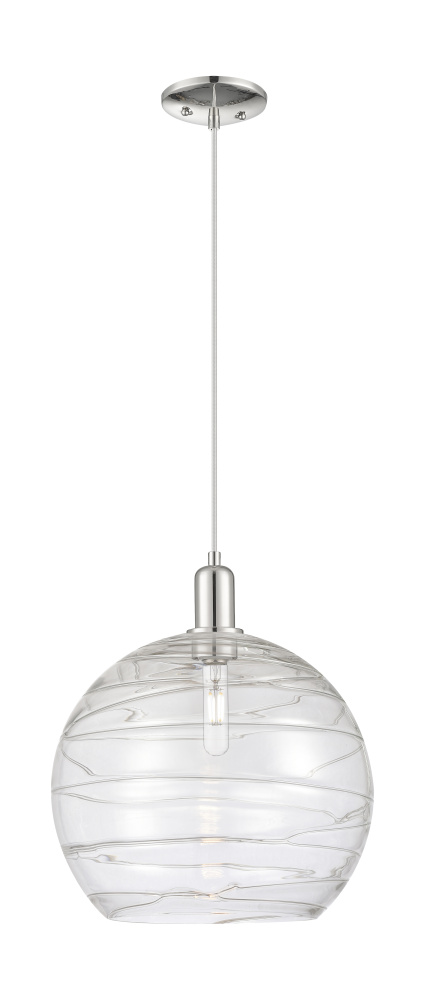 Athens Deco Swirl - 1 Light - 14 inch - Polished Nickel - Cord hung - Mini Pendant