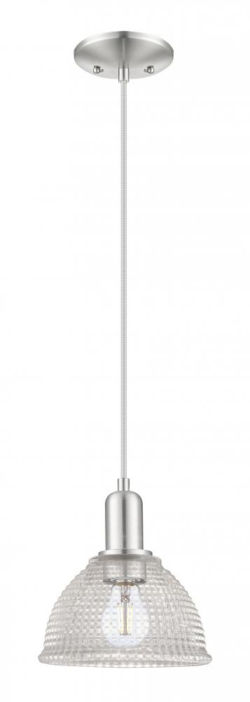 Arietta - 1 Light - 8 inch - Brushed Satin Nickel - Cord hung - Mini Pendant