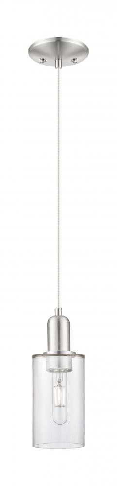 Clymer - 1 Light - 4 inch - Brushed Satin Nickel - Cord hung - Mini Pendant