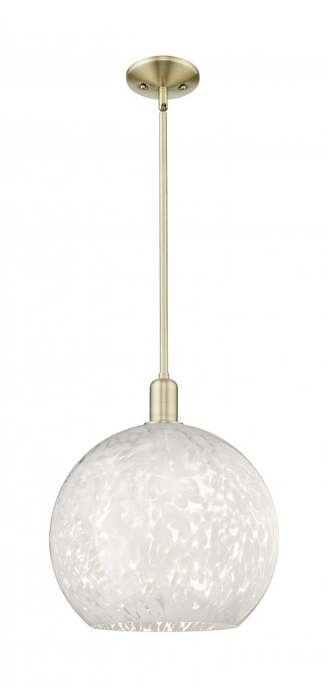 White Mouchette - 1 Light - 14 inch - Antique Brass - Stem hung - Mini Pendant