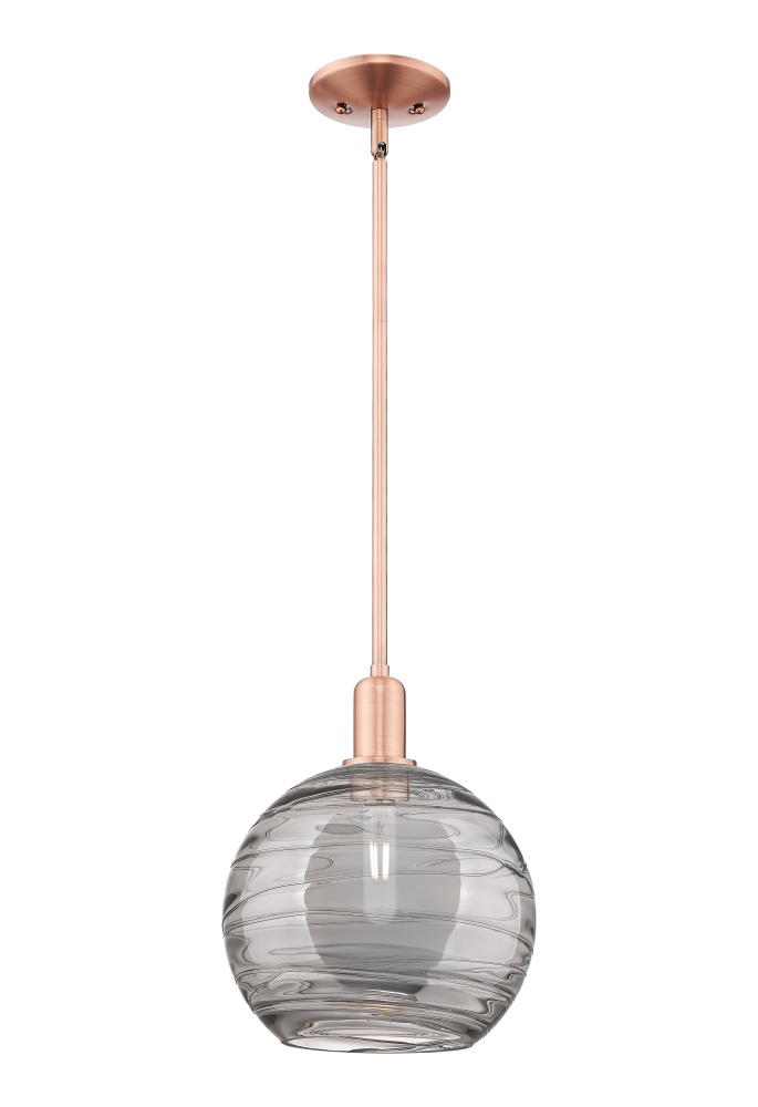 Athens Deco Swirl - 1 Light - 10 inch - Antique Copper - Stem hung - Mini Pendant