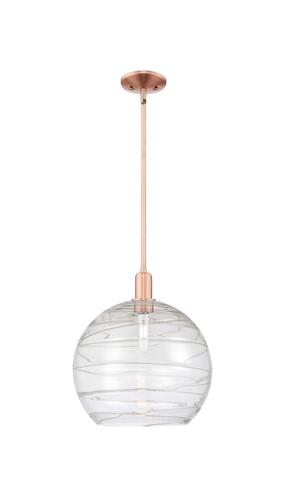 Athens Deco Swirl - 1 Light - 14 inch - Antique Copper - Stem hung - Mini Pendant