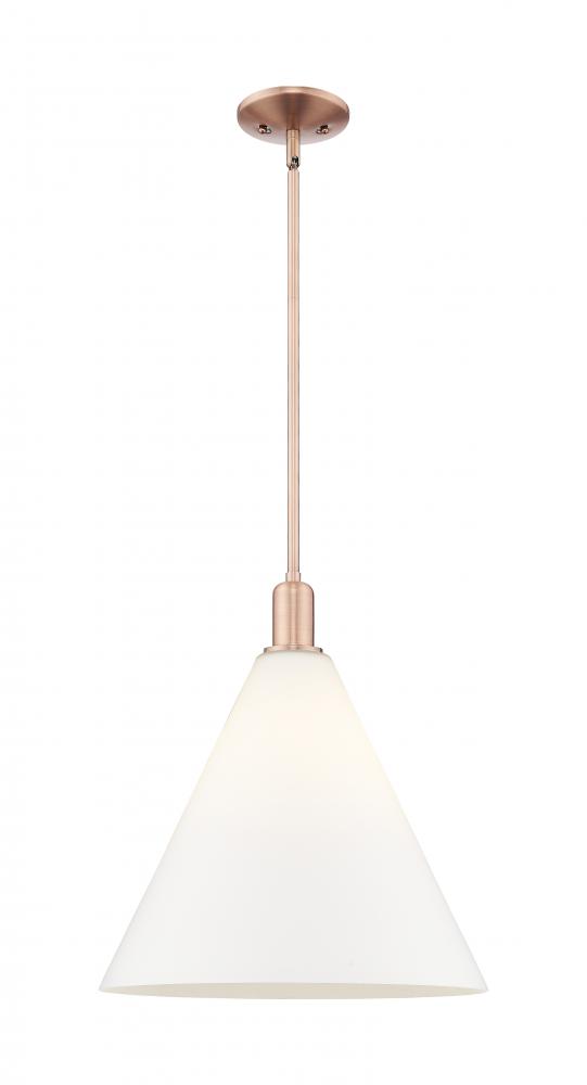 Berkshire Glass - 1 Light - 16 inch - Antique Copper - Stem hung - Mini Pendant