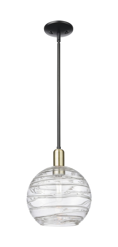 Athens Deco Swirl - 1 Light - 10 inch - Black Antique Brass - Stem hung - Mini Pendant